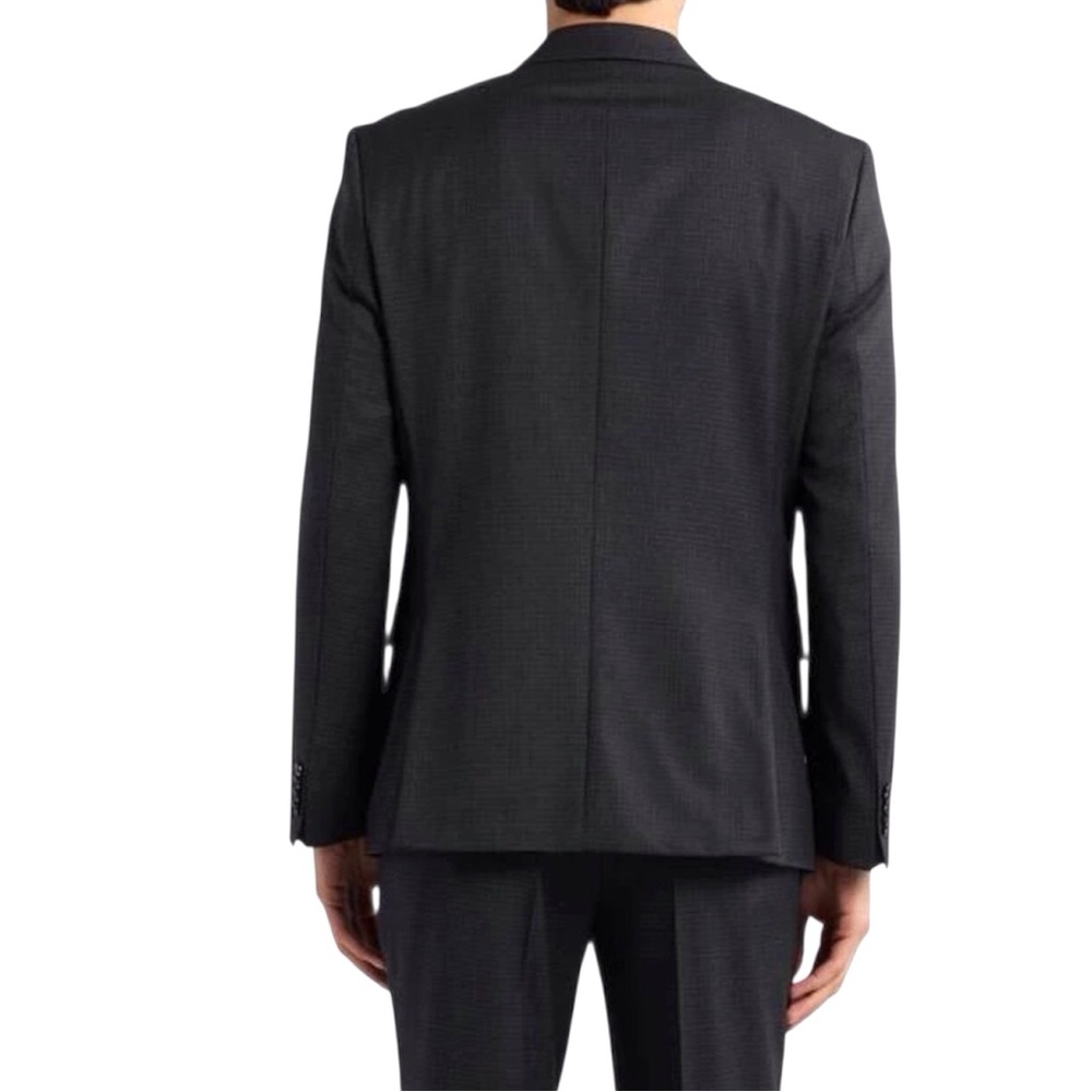 Hugo Boss Mens Blazer Size 38 Regular Black Check Super 130 Slim Fit Bi Stretch - Picture 3 of 12